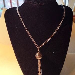 Silver necklace with silver tassel